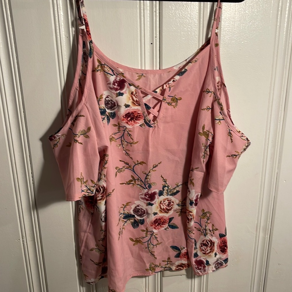 Pink cold shoulder blouse